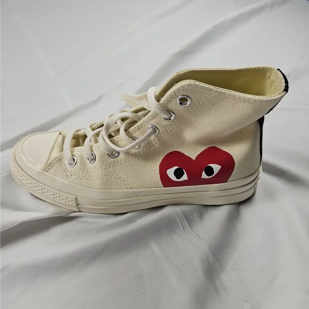 Unisex M4 W6 Chuck 70 High Milk White CDG Heart Sneakers by Converse